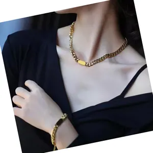 14K Goud Gevulde Hiphop Roestvrij Staal 18K Vergulde Miami Cubaanse Schakelketting Ketting Ketting Sieraden In Bulk