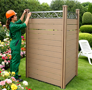 <strong>Secure</strong> WPC <strong>Fencing</strong> Panels Termite Resistant Outdoor Co-extruded Durable Waterproof WPC Aluminum Alloy Post <strong>Fencing</strong> and Gates - Product Image 1