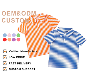 Wholesale Little Boys Polo Shirts Knitted Cotton Striped Kids Clothes Custom logo OEM Toddler Short Sleeve POLO Shirt