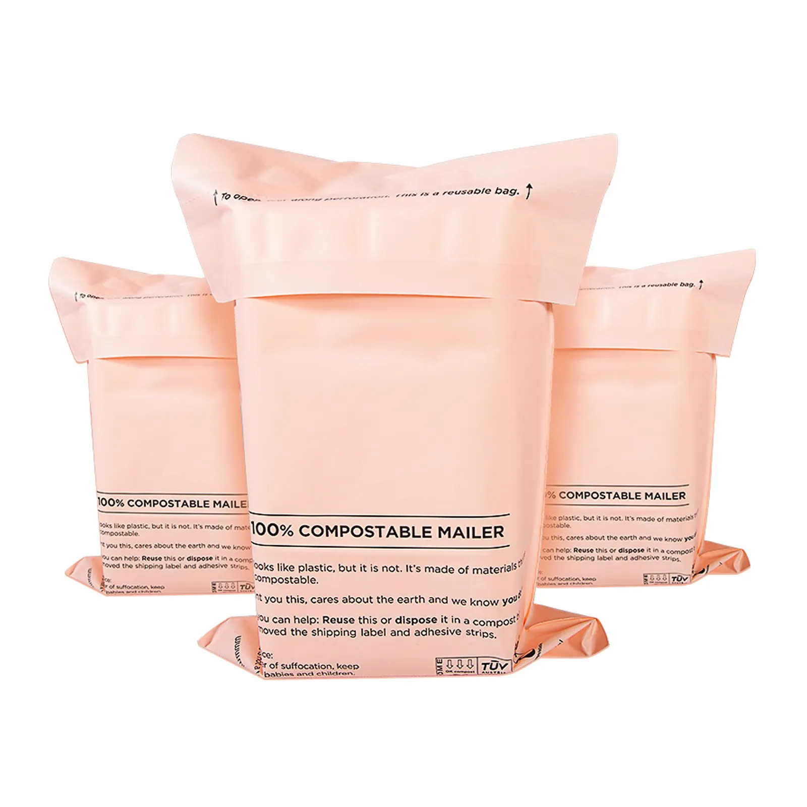 Grosir 100% tas Mailer dapat terurai tepung jagung tas sekali pakai cetak khusus ramah lingkungan dan berkelanjutan