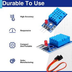Módulo de Sensor de Temperatura y Humedad Digital DHT11 3.3V-5V con Cables de Conexión, Rango 20-95%HR ±5%, 0-50 ℃   ±2 ℃ - Product Image 3