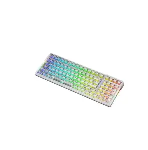 Aula trong suốt Bàn phím F98 Gasket, 99 phím với ánh sáng RGB, 2.4gwiredbt, hot swappable, Mac/Win (Trắng)