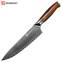 Couteau de chef japonais personnalisé de 8 pouces, acier damas 67 couches, ultra-affûté, couteau de cuisine professionnel avec manche en bois de rose