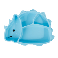 Assiette bébé en silicone personnalisée, écologique, sans BPA, de qualité alimentaire, incassable, à ventouse, avec compartiments, en forme de dinosaure