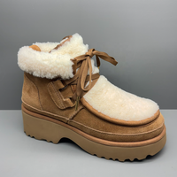Sepatu Bot Salju Wanita Berkualitas Tinggi Bahan Suede Sapi, Anti Selip, Nyaman, Tahan Air, dan Hangat untuk Musim Gugur/Dingin