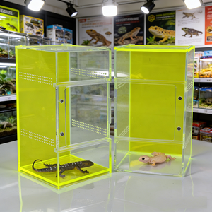 Wholesale Custom Made Fluorescent Yellow Acrylic Reptile Enclosures Magnetic Doors for Home - Product Image 3