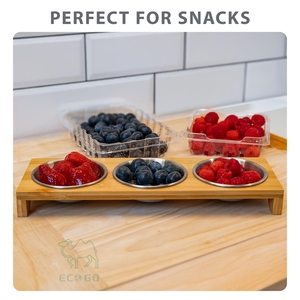 Juego de Tazones para Salsas de Acero Inoxidable Ecológico con Soporte de Bambú, Bandeja para Servir, para Salsas, Ketchup, Aperitivos, Buffet - Product Image 6