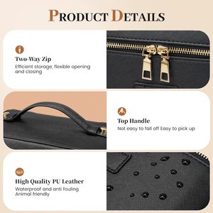 Borsa per Cosmetici Personalizzabile in Pelle PU Impermeabile, Organizer da Viaggio per Trucchi con Divisori - Product Image 4