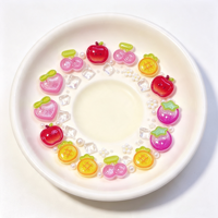 Breloques 3D en résine transparente à paillettes pour ongles, motifs fruits mignons (Pêche, Pomme, Cerise, Mangoustan), mini décorations pour ongles, manucure DIY sucrée