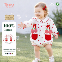 Robe à manches longues pour filles, motif pomme, avec nœud rouge, pour bébés et tout-petits, vente en gros