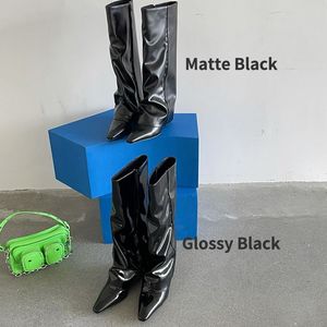 Bottines pour femmes à bout pointu avec fermeture éclair, talon bas de 7 cm, nouvelle mode, matière douce, pour l'automne - Product Image 1