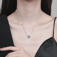 Pendentif en moissanite taille ronde 1CT 2CT, couleur D, pureté VVS, en argent 925 plaqué rhodium, bijou de tous les jours, cadeau