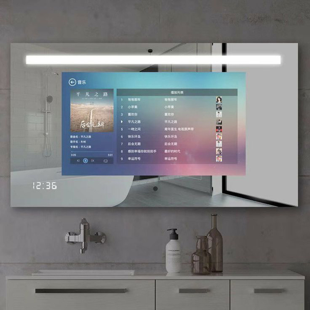 Popular Android White Rectangular Bathroom HDTV LED Full Function Smart Mirror TV with Wireless Compatibility 22 Inches SMM-22