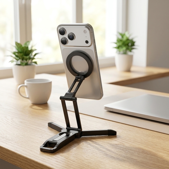 New Multi-in-One Aluminium Alloy Magnetic Desk Tripod Phone Stand with for for All Phones