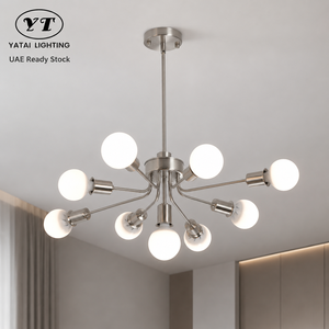 Lustre moderne en fer E27 à neuf lumières, blanc neutre, avec interrupteur mural, pour salle à manger, salon, éclairage intérieur de la maison - Product Image 1