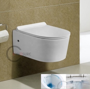 Nouvelle conception de toilette murale en céramique de haute qualité, sans bride, avec couvercle fin, salle de bain, articles sanitaires, toilette - Product Image 4
