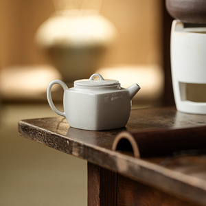 Guanlan Ceramic Square Teapot Wood Ash Glaze With <b>Lid</b> <b>Small</b> Household Tea <b>Pot</b> - Product Image 1