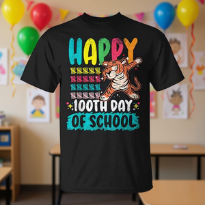 Maglietta per il 100° giorno di scuola, con motivo tigre, per insegnanti e studenti, maglietta per la festa della scuola - Product Image 3