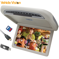 Moniteur de toit de voiture rabattable de 12,1 pouces avec fonction de lecteur, moniteur DVD de voiture, TV adapté aux bus, trains et voitures