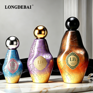 Botella de Perfume de Lujo con Certificación CE 2026, 30ml 50ml 100ml, Botella de Perfume de Vidrio Irregular con Efecto Degradado y Craquelado - Product Image 1