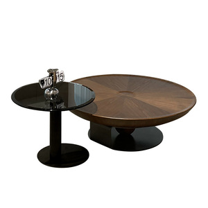 Walnut <b>Wood</b> <b>Coffee</b> <b>Table</b> <b>Round</b> Modern Nordic Style Living Room Sofa Side <b>Table</b> - Product Image 4