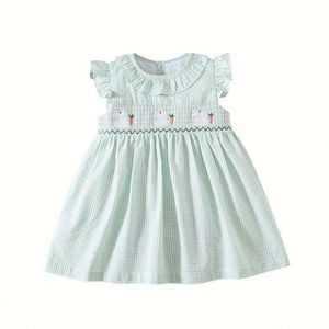Summer Girls Sleeveless <strong>Dress</strong> Embroidered Children Plaid <strong>Dress</strong> Cotton Baby Princess Skirt Fashion <strong>Kids</strong> Clothes - Product Image 6