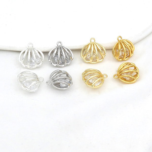 Plaqué or 18 carats, contient du zircon, pendentif en forme de coquille, breloque en forme de coquille Saint-Jacques, bracelet DIY, boucles d'oreilles, ornement D103D - Product Image 2