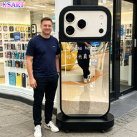 Escultura de Teléfono Móvil Grande Hecha a Mano de Fibra de Vidrio para Exhibición en Escaparates de Tiendas, Decoración para Celebridades de Internet, Espejo