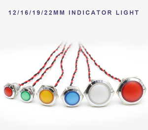 Đèn Báo Kim Loại 12/16/19/22Mm Có Dây Nguồn LED Đèn Tín Hiệu IP65 Chống Nước Nhỏ Thông Thường 3-6V 12-24V 220V - Product Image 5