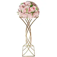 Düğün tedarikçisi yol dekorasyon çiçek standı Centerpiece yapay çiçekler standı çiçek topu