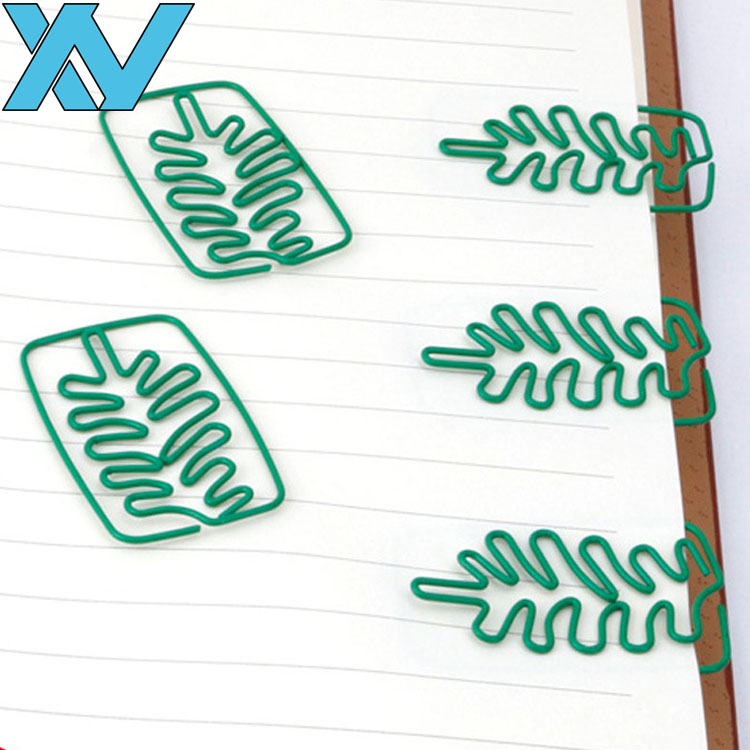 Зажимы для бумаги в форме листа, металлические зажимы для бумаги на заказ