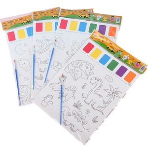 Venta al por mayor 8 unids/pack niños DIY agua dibujo papel paleta boceto libro dibujo acuarela pintura libro con pincel pigmentos - Product Image 1