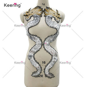 WPH-2000 Vintage paillettes 3D ricamo toppe drago <span class=keywords><strong>Applique</strong></span> animale paillettes <span class=keywords><strong>Applique</strong></span> per il vestito - Product Image 2