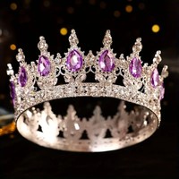 Kronen-Brautkopfschmuck Hochzeitsprinzessin Luxuriöser Glänzender Vollkreis-Legierung für Tortendekoration Ornament Große Größe