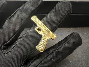<span class=keywords><strong>Anello</strong></span> a Forma di <span class=keywords><strong>Pistola</strong></span> in Acciaio Inossidabile, Ciondolo Placcato Oro 18K, Gioiello Unisex - Product Image 3