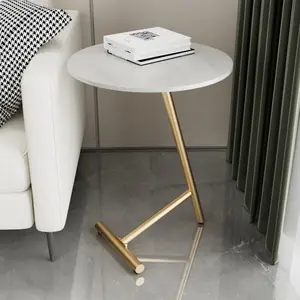Sehpa Metal İskandinav oturma odası mobilya seti yuvarlak altın meşe Modern lüks mermer kahve kanepe çay Accent End yan masalar