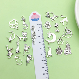 จี้แมวโลหะผสมเงินโบราณ รูปทรงหลากหลาย อุปกรณ์ทำเครื่องประดับ DIY สำหรับสร้อยข้อมือและสร้อยคอ - Product Image 3