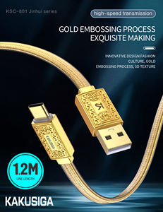 Cable KAKUSIGA Tipo-C 3A de 1.2m al por Mayor |   Cable de Carga Rápida Trenzado de ABS con Galvanoplastia, Dorado y Plateado - Product Image 6