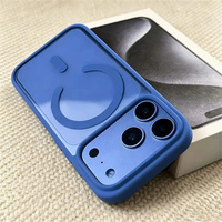 Coque de téléphone transparente magnétique en acrylique style Ins pour iPhone 17 18 Pro Max, coques bleu foncé pour iPhone 17 Pro Max