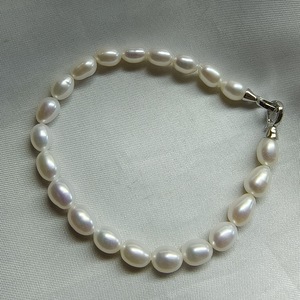 S925 Silver Buckle 5-6MM High Quality Rice Water Drop Shaped Freshwater Pearls for Little <b>Girls</b> Elegant Circle <b>Bracelets</b> Bangles - Product Image 2