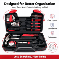 Professional 39-Piece Household Hardware Tool Set with Rubber Grip Claw Hammer for Residential Renovation Maintenance