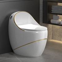 Nouvelle toilette monobloc en céramique, forme œuf, à siphon, à évacuation en S, écologique, facile à nettoyer, idéale pour les petits appartements et les gîtes.
