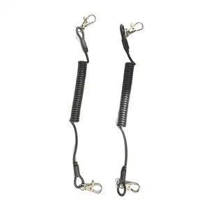 C-PIN High Quality Good Selling Black Colorful Spiral Coil Spring Loaded Retractable Stainless Steel Cord Tool Lanyard