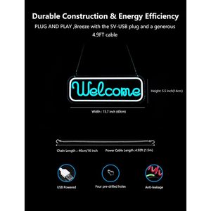 Welcome LED neon indoor hanging ambient light shop <b>sign</b> wall decoration light entrance indicator light luminous <b>sign</b> 5v 12v - Product Image 5