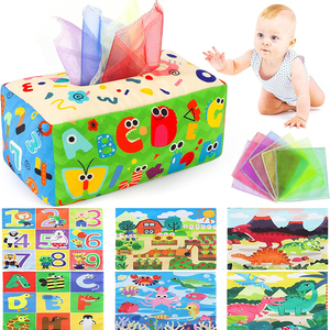 Jouet sensoriel <span class=keywords><strong>pour</strong></span> bébé de 6 à 12 mois, boîte à mouchoirs Montessori <span class=keywords><strong>pour</strong></span> nouveau-né avec bruit froissé et foulards - Product Image 3