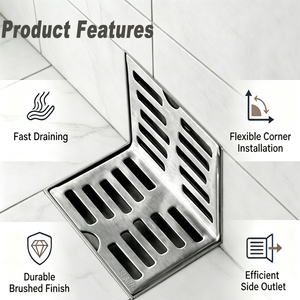Sifone a L ecologico per doccia e balcone con scarico orizzontale, per esterni, antiruggine, con filtro spazzolato - Product Image 2