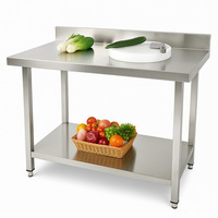 Table de travail carrée en acier inoxydable 304 de qualité alimentaire, robuste, de qualité commerciale, avec dosseret, prix d'usine