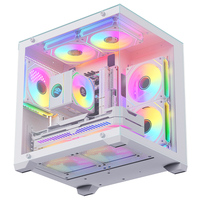 SNOWMAN Boîtier PC de jeu M-ATX professionnel Conception anti-poussière Assemblage sans outil Ventilateurs RVB Jeu compétitif