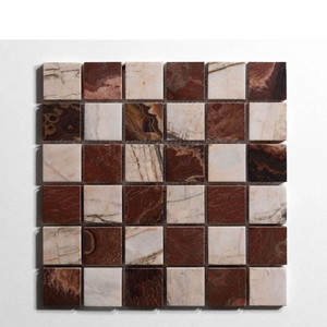 Gạch mosaic hình vuông bằng đá cẩm thạch nâu tự nhiên phổ biến dùng trang trí tường, sàn nhà tắm, nhà bếp cho khách sạn, căn hộ.