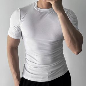 OEM venta al por mayor ropa deportiva ajustada algodón camiseta compresión músculo Slim Fit camiseta gimnasio hombres - Product Image 5